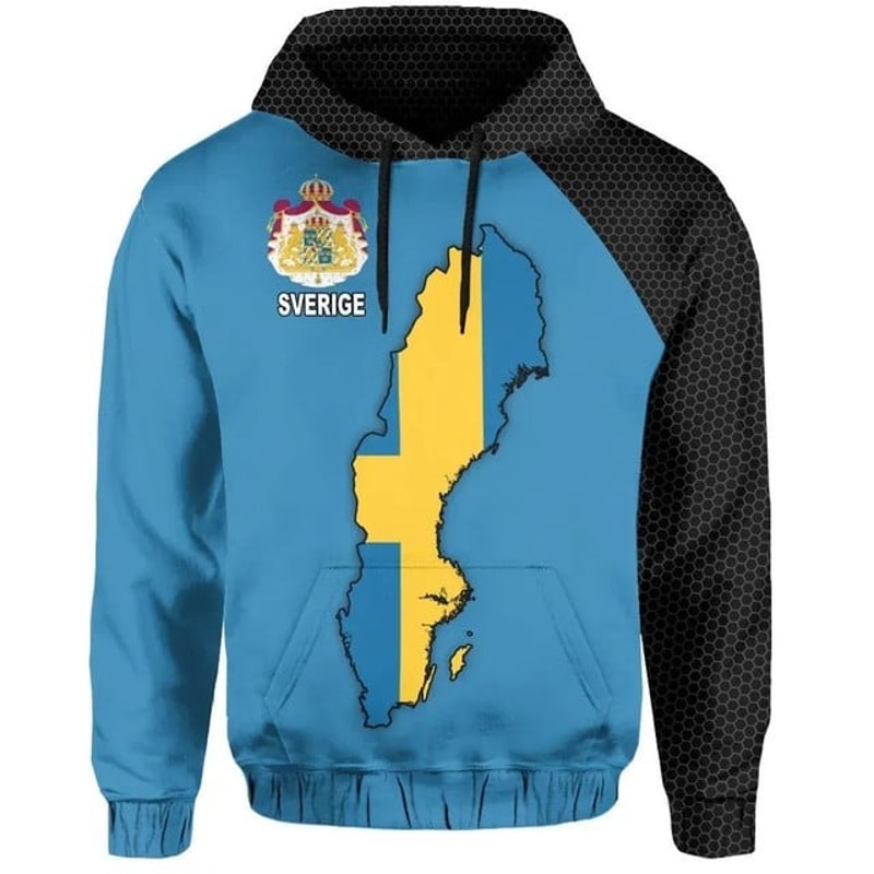 (Sverige) Sweden Map 3D Hoodie,All Over Print Hoodie Zip Hoodie Fleece Hoodi 3D, Vikings Tattoo Hoodie 3D KA621