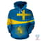 Sverige Wavy Line x Coat of Arms Sweden,All Over Print Hoodie Zip Hoodie Fleece Hoodi 3D, Vikings Tattoo Hoodie 3D KA626