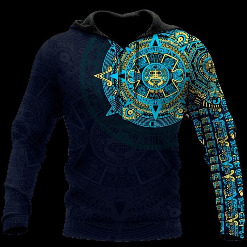 Aztec Mexico JJ Unisex Hoodie,All Over Print Hoodie Zip Hoodie Fleece Hoodi 3D, Vikings Tattoo Hoodie 3D KA654
