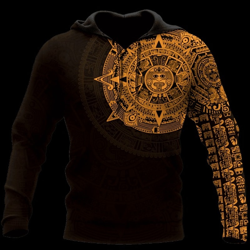 Aztec Mexico JJ Unisex Hoodie,All Over Print Hoodie Zip Hoodie Fleece Hoodi 3D, Vikings Tattoo Hoodie 3D KA655
