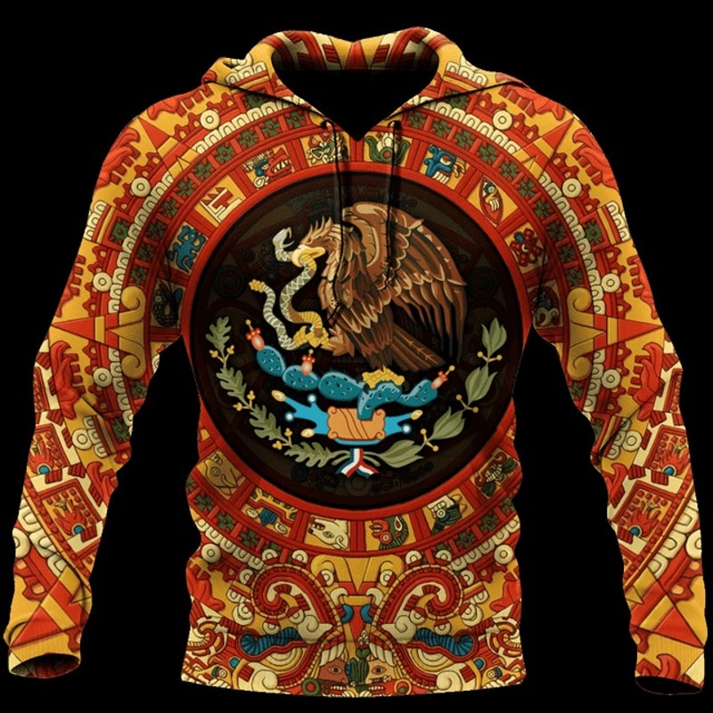 Brilliant Aztec Calendar Special Patter,All Over Print Hoodie Zip Hoodie Fleece Hoodi 3D, Vikings Tattoo Hoodie 3D KA663
