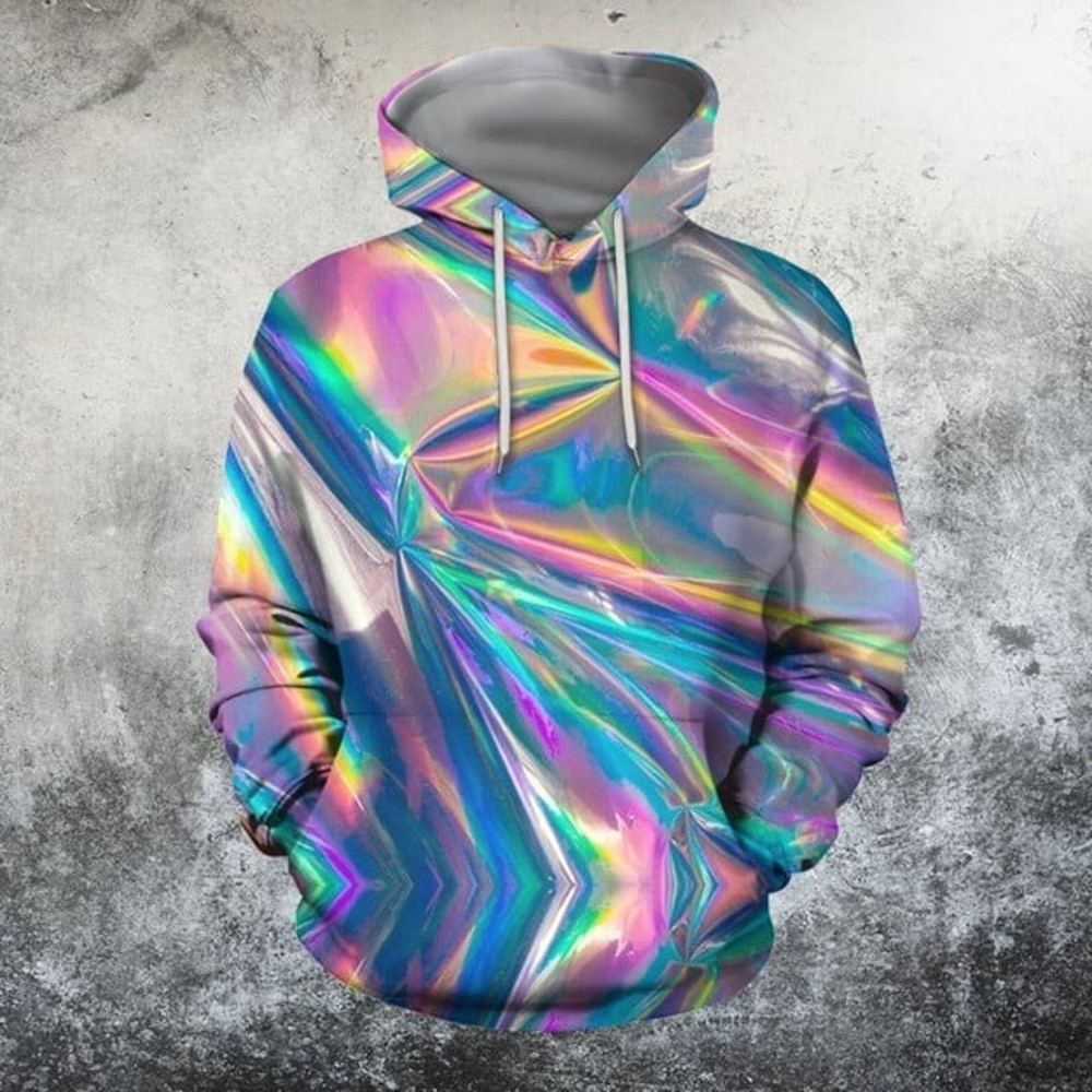 3D All Over Print 3D Holographic Folds, All Over Print Hoodie Zip Hoodie Fleece Hoodi 3D, Vikings Tattoo Hoodie 3D KA696