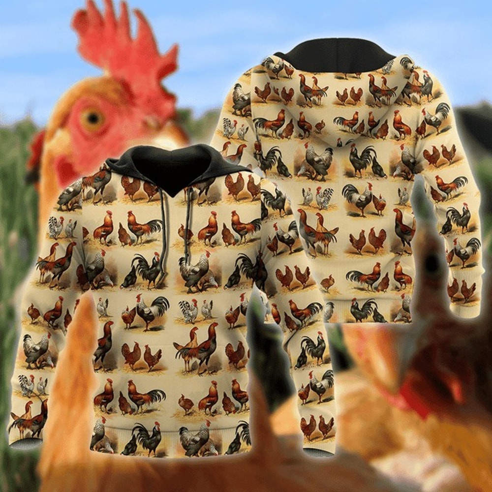 Premium Rooster 3D All Over Printed Un, All Over Print Hoodie Zip Hoodie Fleece Hoodi 3D, Vikings Tattoo Hoodie 3D KA737