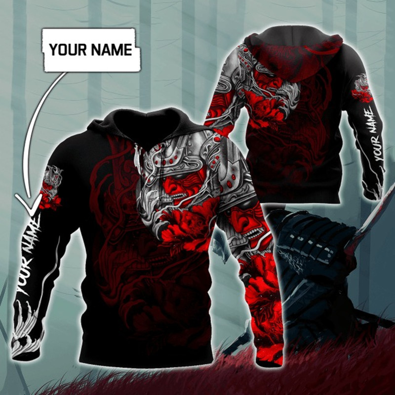 Premium 3D Printed Samurai Tattoo Shir, All Over Print Hoodie Zip Hoodie Fleece Hoodi 3D, Vikings Tattoo Hoodie 3D KA749