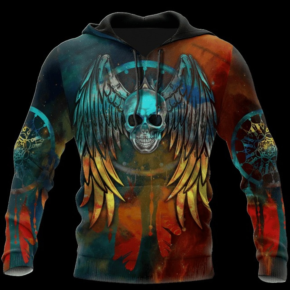 Premium Skull 3D All Over Printed Unis, All Over Print Hoodie Zip Hoodie Fleece Hoodi 3D, Vikings Tattoo Hoodie 3D KA757