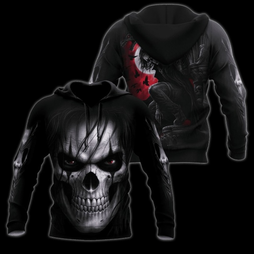 Premium Skull 3D All Over Printed Unis, All Over Print Hoodie Zip Hoodie Fleece Hoodi 3D, Vikings Tattoo Hoodie 3D KA769