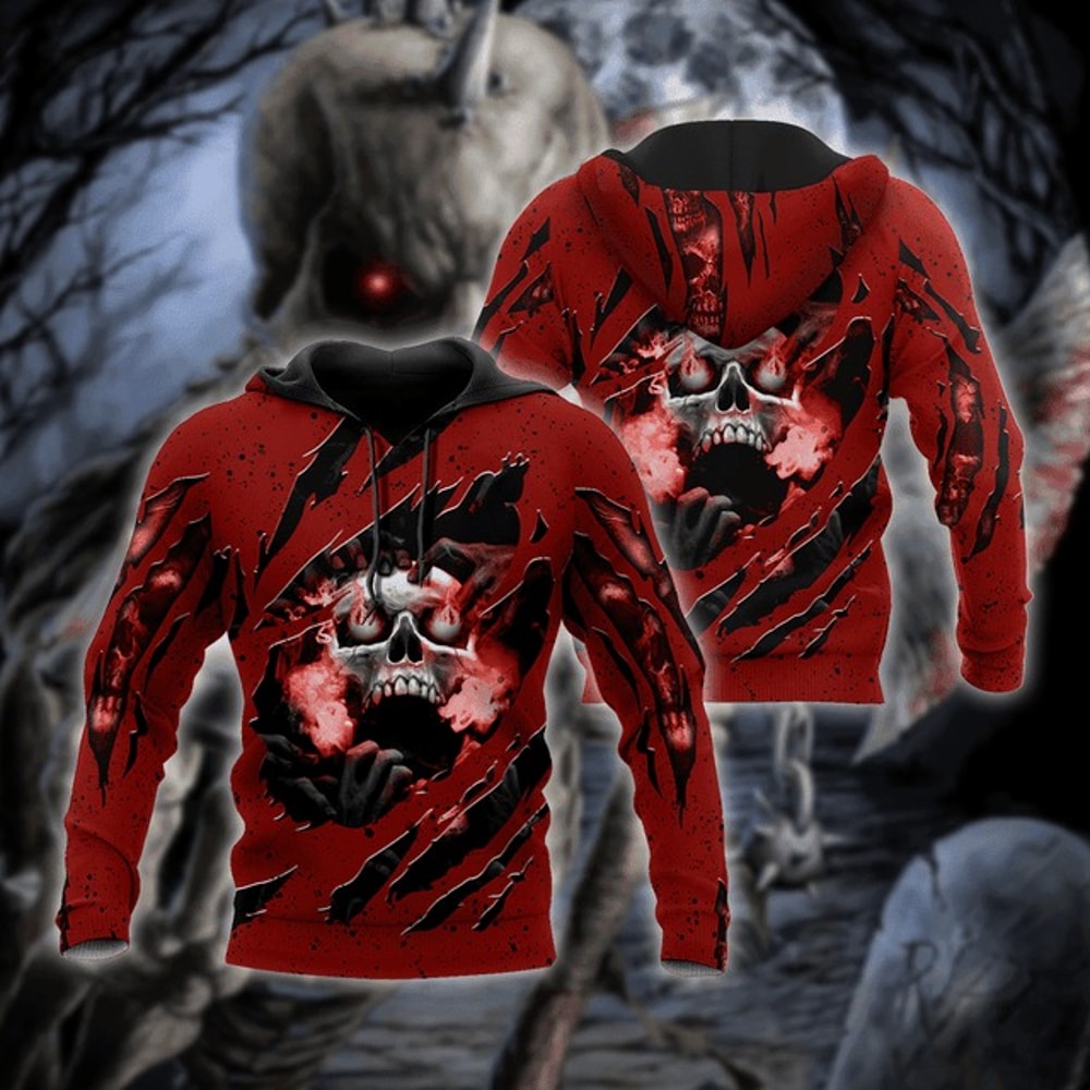 Premium Skull Tattoo 3D All Over Print, All Over Print Hoodie Zip Hoodie Fleece Hoodi 3D, Vikings Tattoo Hoodie 3D KA775