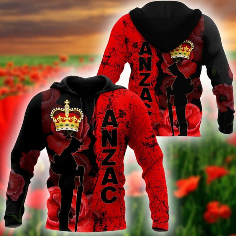 Anzac Day New Zealand Poppy 3D Printed, All Over Print Hoodie Zip Hoodie Fleece Hoodi 3D, Vikings Tattoo Hoodie 3D KA783