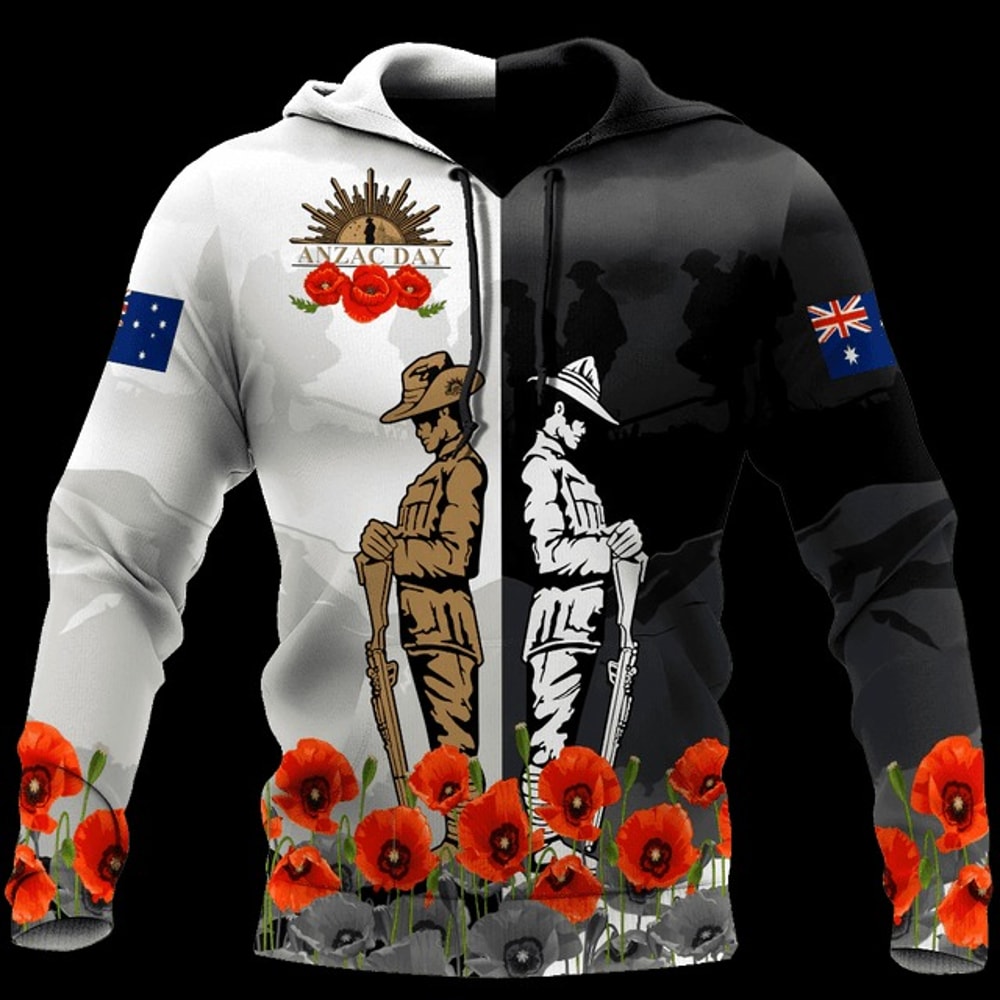 Rememberance Anzac Day Poppy Flower Bl, All Over Print Hoodie Zip Hoodie Fleece Hoodi 3D, Vikings Tattoo Hoodie 3D KA787
