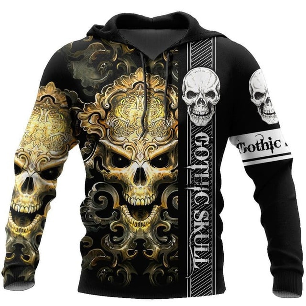 Premium Skull 3D All Over Printed Unis, All Over Print Hoodie Zip Hoodie Fleece Hoodi 3D, Vikings Tattoo Hoodie 3D KA799