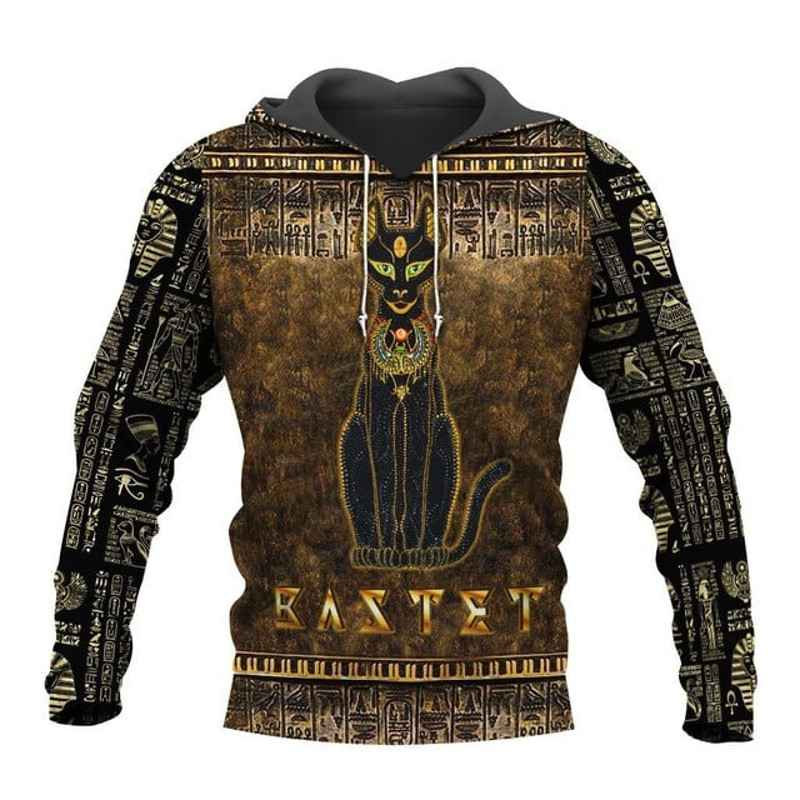 Ancient Egypt Egyptian Bastet Goddess, All Over Print Hoodie Zip Hoodie Fleece Hoodi 3D, Vikings Tattoo Hoodie 3D KA814