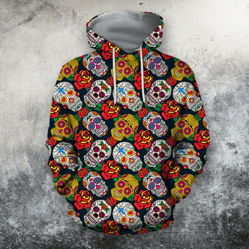Skull Pattern All Over Print 3D, All Over Print Hoodie Zip Hoodie Fleece Hoodie 3D, Vikings Tattoo Hoodie 3D KA852