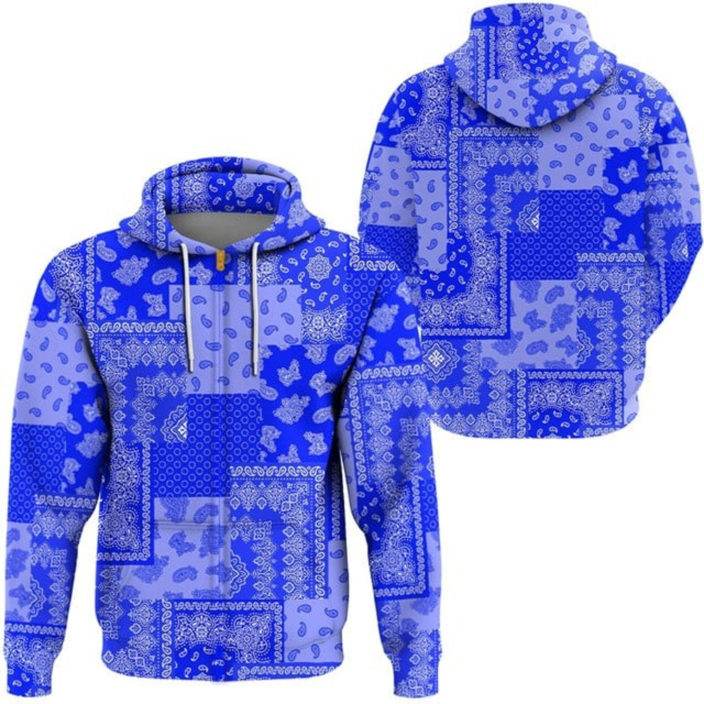 Paisley Bandana Pattern Seamless Blue, All Over Print Hoodie Zip Hoodie Fleece Hoodie 3D, Vikings Tattoo Hoodie 3D KA857