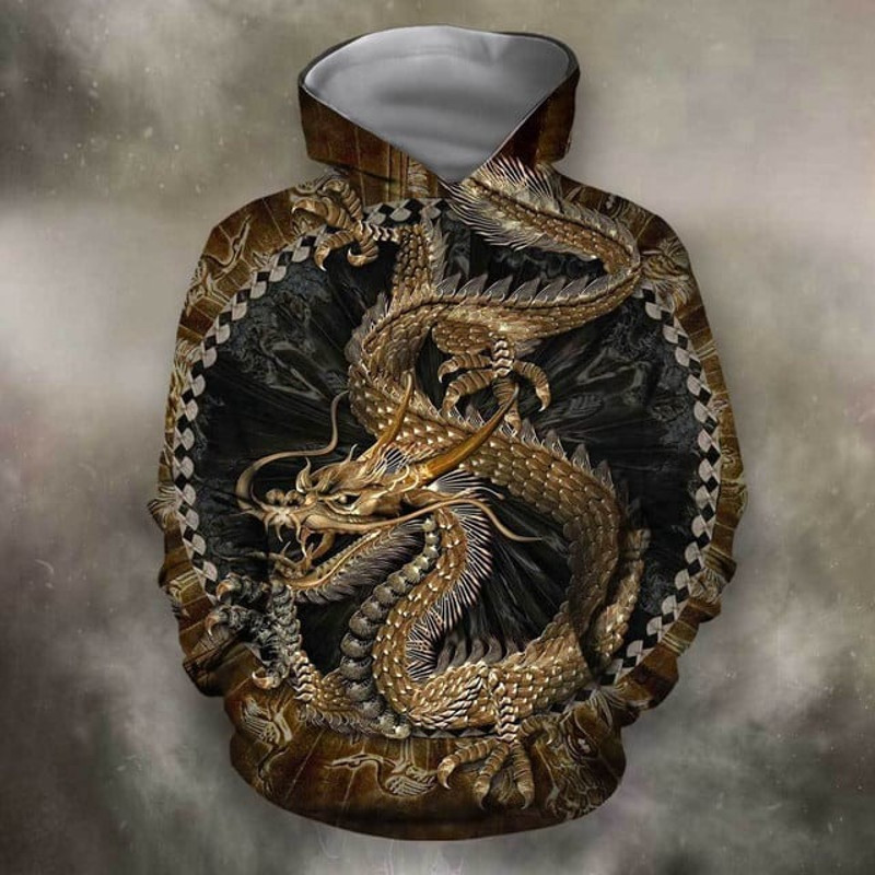 3D All Over Print Dragon In Chinese, All Over Print Hoodie Zip Hoodie Fleece Hoodie 3D, Vikings Tattoo Hoodie 3D KA865