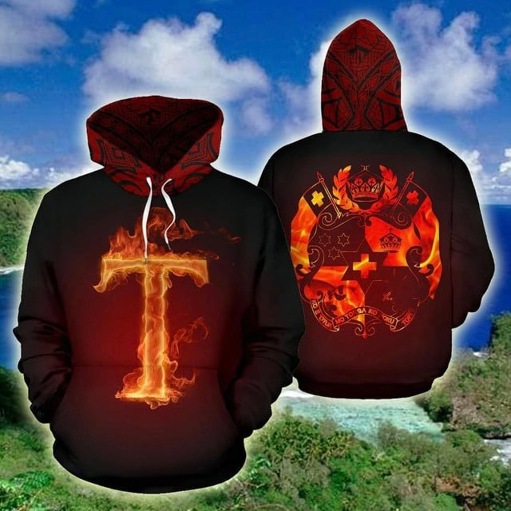 Tonga - Polynesian Fire Style Unisex, All Over Print Hoodie Zip Hoodie Fleece Hoodie 3D, Vikings Tattoo Hoodie 3D KA873