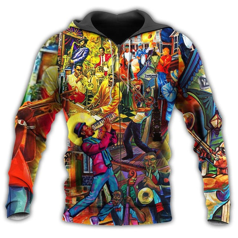 Music Birthplace Of Jazz Music Colorf, All Over Print Hoodie Zip Hoodie Fleece Hoodie 3D, Vikings Tattoo Hoodie 3D KA881