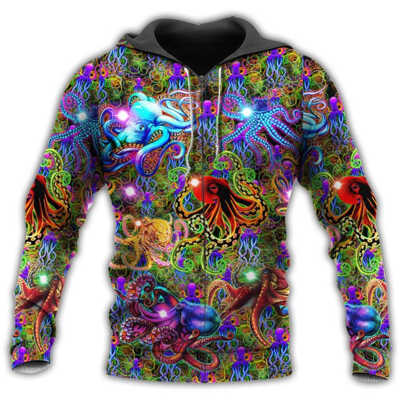 Octopus Life Is Better With Colorful, All Over Print Hoodie Zip Hoodie Fleece Hoodie 3D, Vikings Tattoo Hoodie 3D KA885