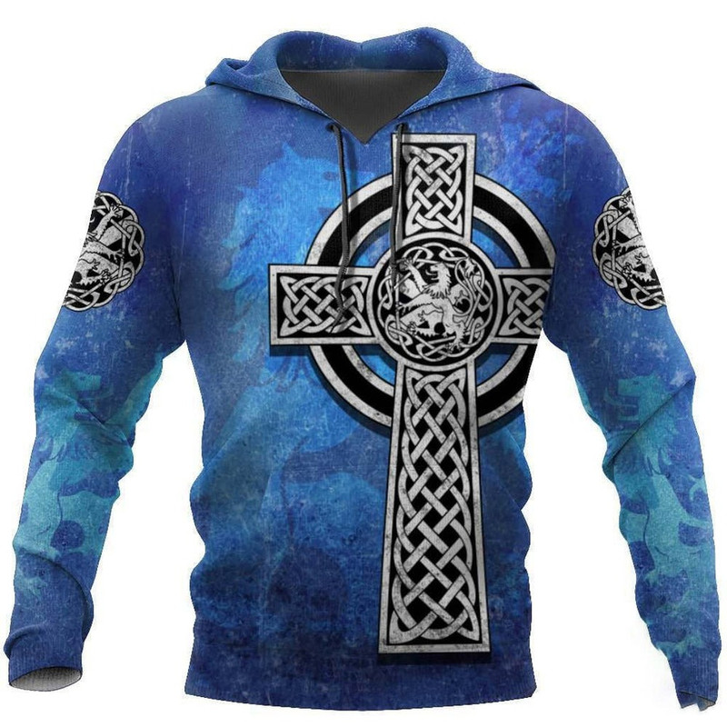 3D All Over Print Hoodie Celtic Cross, All Over Print Hoodie Zip Hoodie Fleece Hoodie 3D, Vikings Tattoo Hoodie 3D KA959