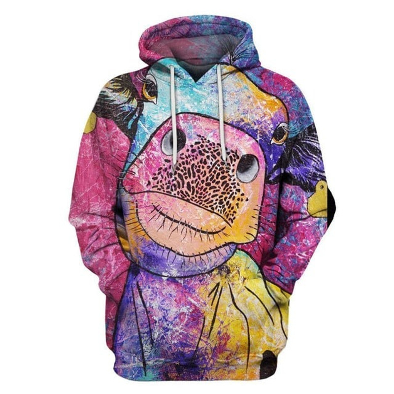 3D All Over Print Colourful Cow Hoodi, All Over Print Hoodie Zip Hoodie Fleece Hoodie 3D, Vikings Tattoo Hoodie 3D KA966