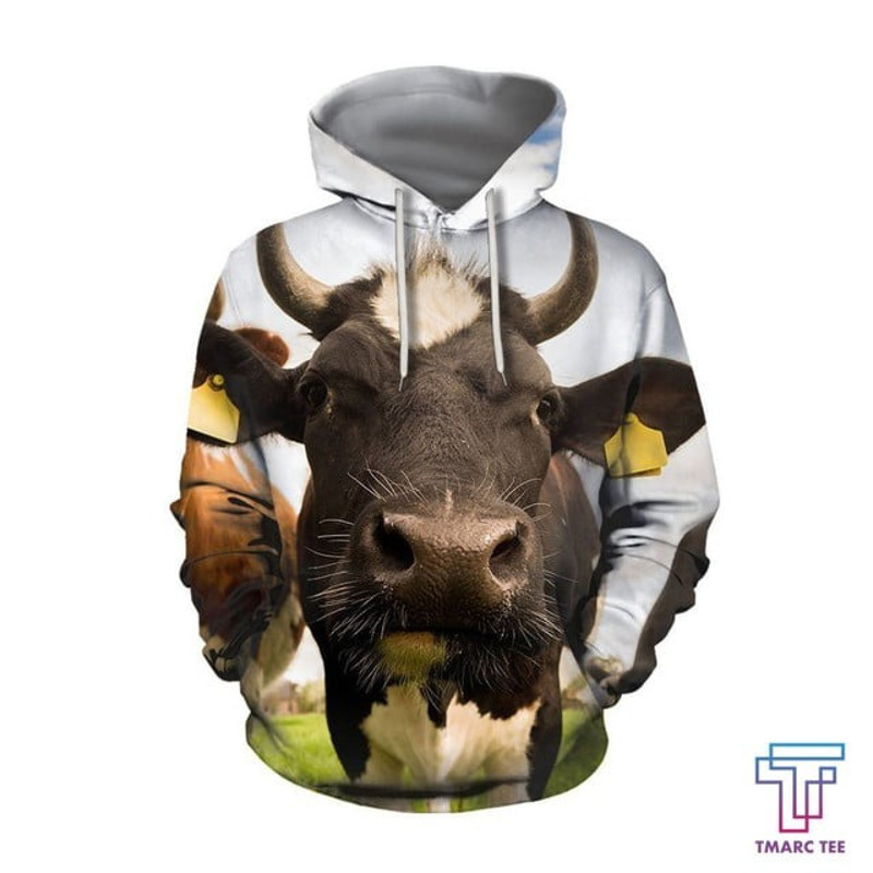 Cow And Flower Hoodie, All Over Print Hoodie Zip Hoodie Fleece Hoodie 3D, Vikings Tattoo Hoodie 3D KA970