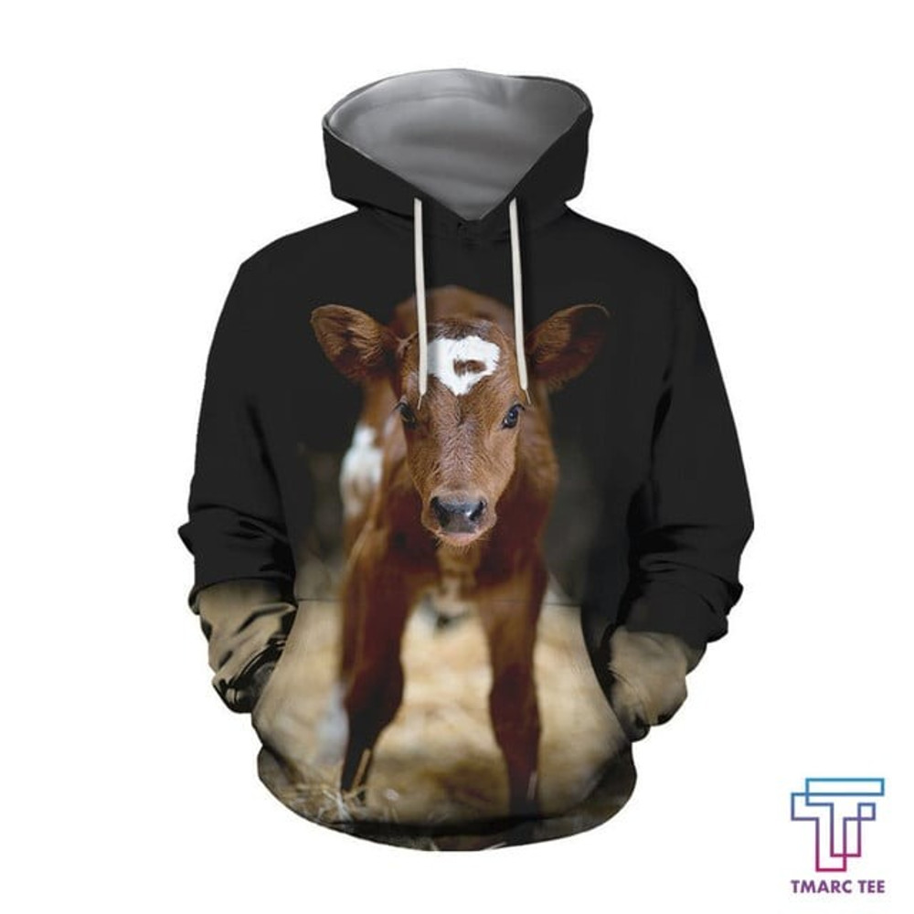 Beautiful Baby Cow Hoodie, All Over Print Hoodie Zip Hoodie Fleece Hoodie 3D, Vikings Tattoo Hoodie 3D KA971