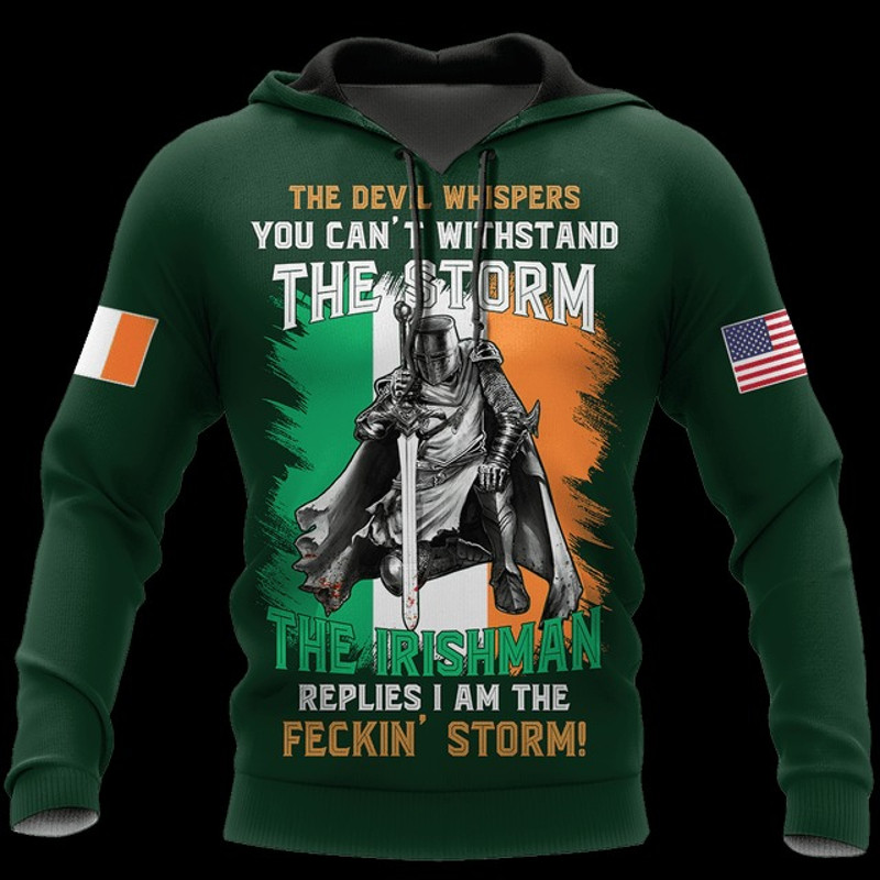 Irish St.Patrick d hoodie shirt, All Over Print Hoodie Zip Hoodie Fleece Hoodie 3D, Vikings Tattoo Hoodie 3D KA981