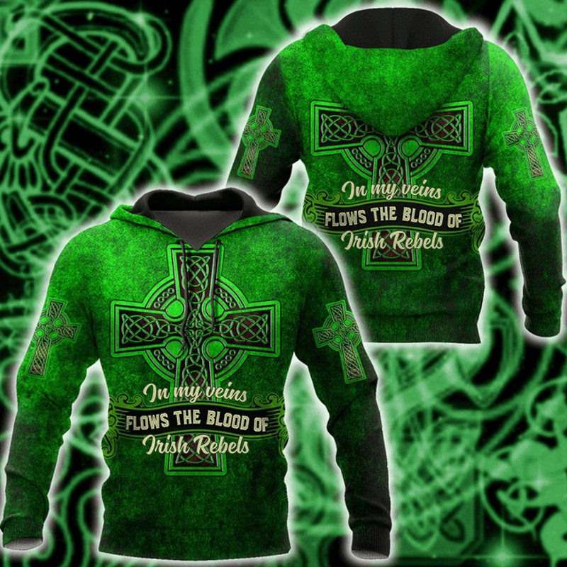 Irish St.Patrick d hoodie shirt, All Over Print Hoodie Zip Hoodie Fleece Hoodie 3D, Vikings Tattoo Hoodie 3D KA984