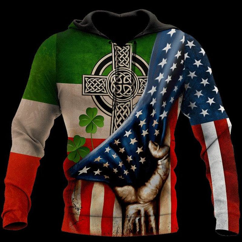 Irish St.Patrick Day 3D Hoodie, All Over Print Hoodie Zip Hoodie Fleece Hoodie 3D, Vikings Tattoo Hoodie 3D KA990