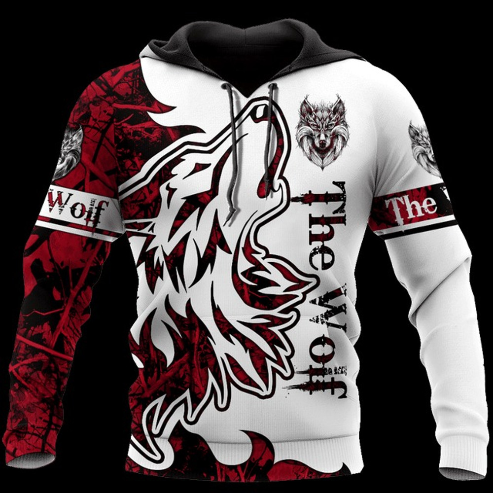 Wolf Tattoo D All Over Print Hoodie , All Over Print Hoodie Zip Hoodie Fleece Hoodie 3D, Vikings Tattoo Hoodie 3D KA1014