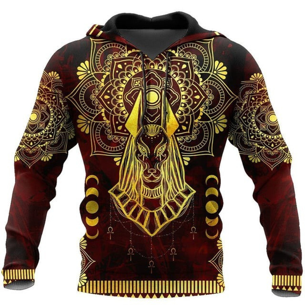 Ancient Egypt Anubis Pattern, All Over Print Hoodie Zip Hoodie Fleece Hoodie 3D, Vikings Tattoo Hoodie 3D KA1048