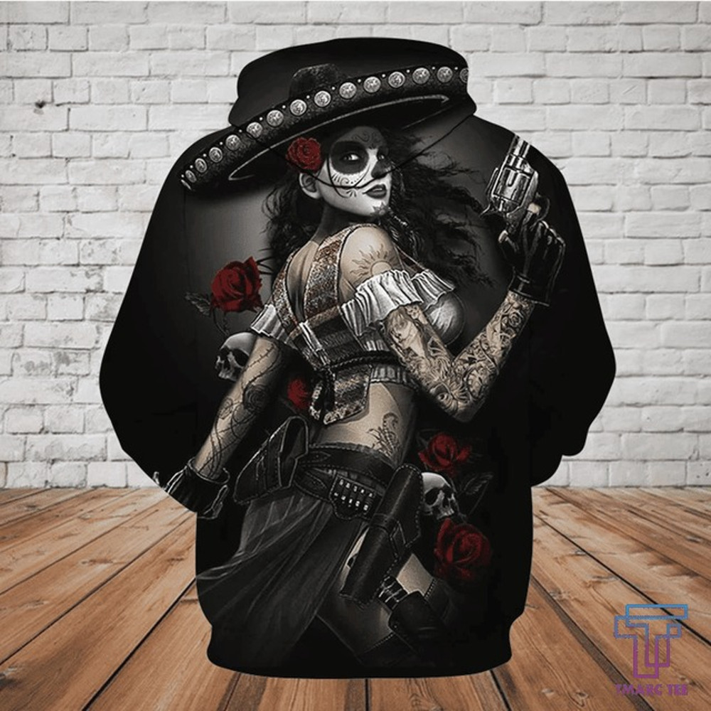 SKULL D HOODIE PL, All Over Print Hoodie Zip Hoodie Fleece Hoodie 3D, Vikings Tattoo Hoodie 3D KA1094