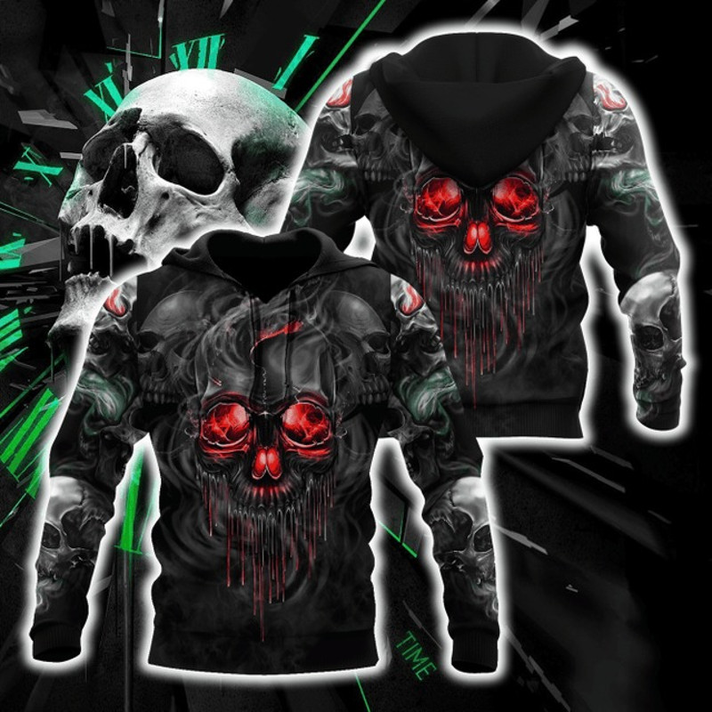 Fantastic Skulls Hoodie For Men And, All Over Print Hoodie Zip Hoodie Fleece Hoodie 3D, Vikings Tattoo Hoodie 3D KA1114