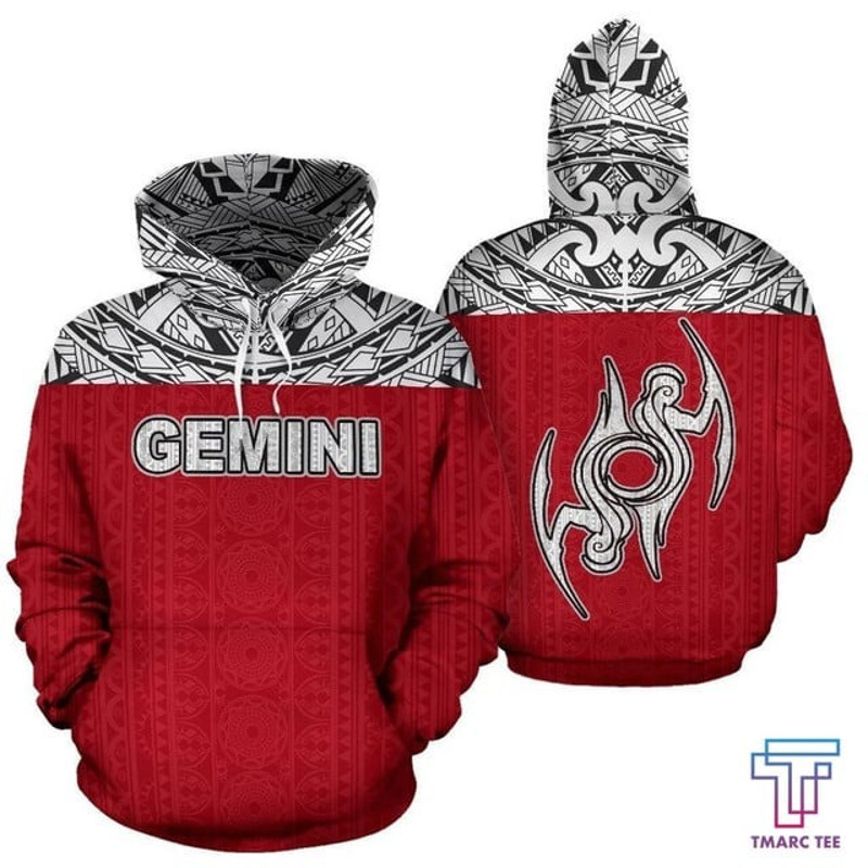 Gemini Zodiac - Poly All Over Hoodie, All Over Print Hoodie Zip Hoodie Fleece Hoodie 3D, Vikings Tattoo Hoodie 3D KA1162
