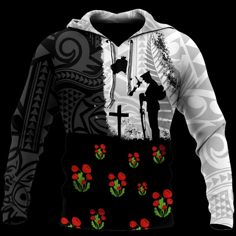 Anzac Day New Zealand Australia, All Over Print Hoodie Zip Hoodie Fleece Hoodie 3D, Vikings Tattoo Hoodie 3D KA1193
