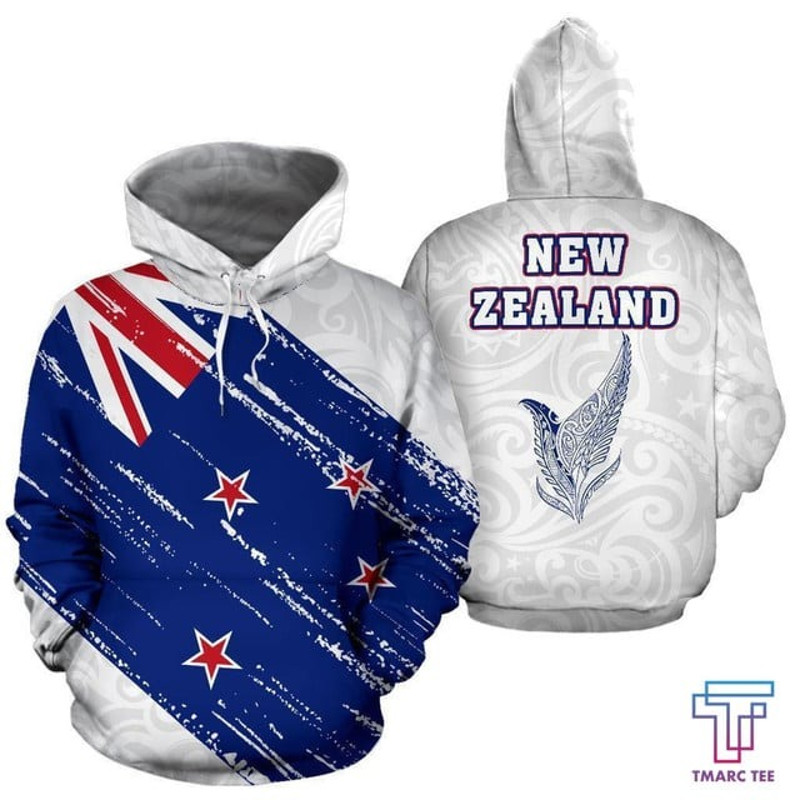 New Zealand Flag Silver Fern Maori, All Over Print Hoodie Zip Hoodie Fleece Hoodie 3D, Vikings Tattoo Hoodie 3D KA1203