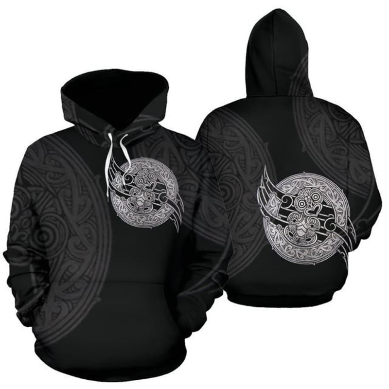 Maori Tiki New Zealand Hoodie, All Over Print Hoodie Zip Hoodie Fleece Hoodie 3D, Vikings Tattoo Hoodie 3D KA1245
