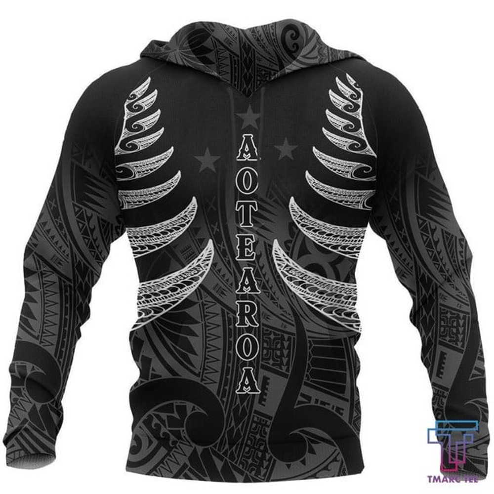 Maori Silver Fern Tattoo New Zealand, All Over Print Hoodie Zip Hoodie Fleece Hoodie 3D, Vikings Tattoo Hoodie 3D KA1254