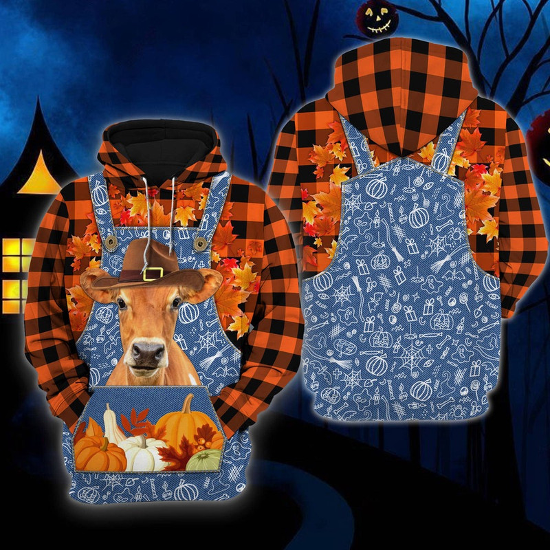 Halloween Jersey Orange Plaid, All Over Print Hoodie Zip Hoodie Fleece Hoodie 3D, Vikings Tattoo Hoodie 3D KA1274