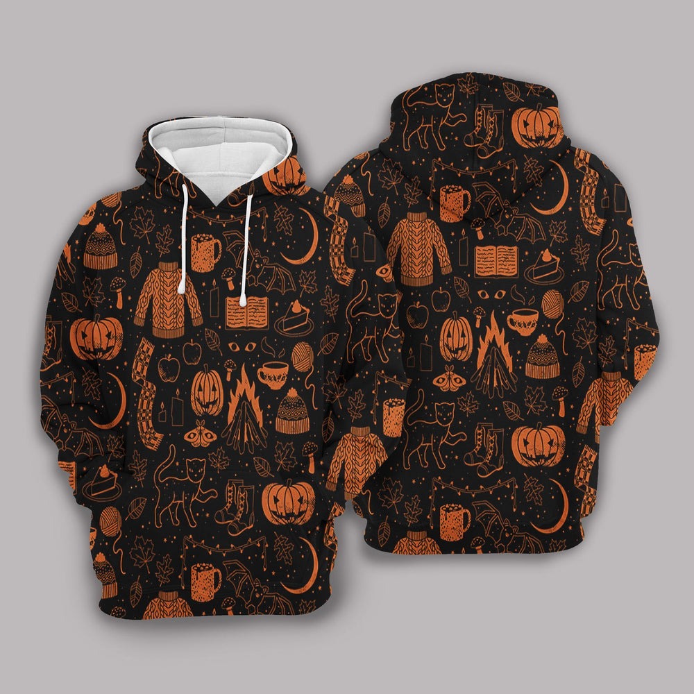 Pumpkin Pattern Halloween Hoodies, All Over Print Hoodie Zip Hoodie Fleece Hoodie 3D, Vikings Tattoo Hoodie 3D KA1275