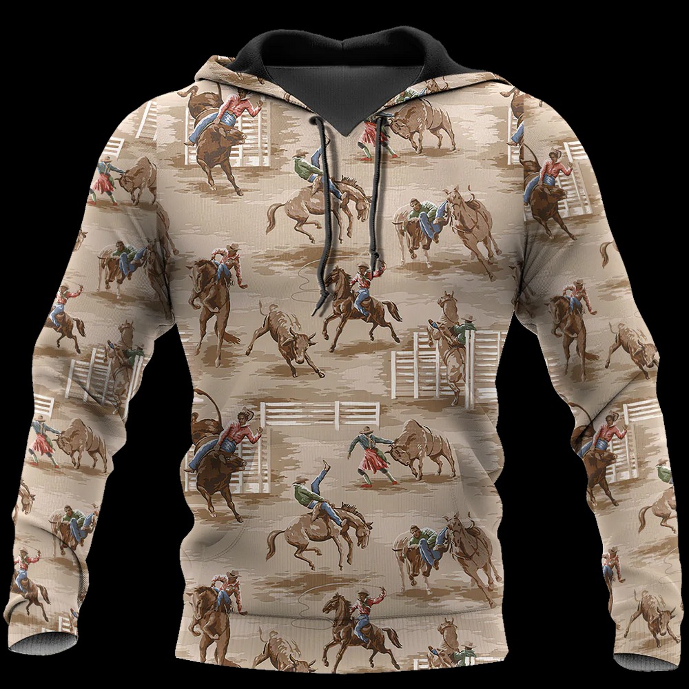 Rodeo Hoodie Rodeo Pattern, All Over Print Hoodie Zip Hoodie Fleece Hoodie 3D, Vikings Tattoo Hoodie 3D KA1303