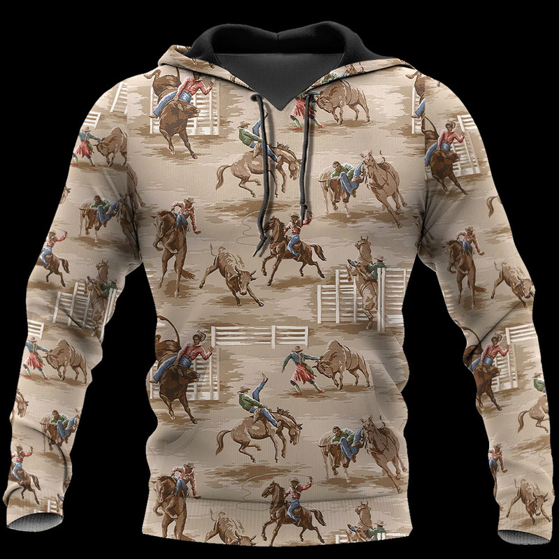Rodeo Hoodie Rodeo Pattern, All Over Print Hoodie Zip Hoodie Fleece Hoodie 3D, Vikings Tattoo Hoodie 3D KA1303