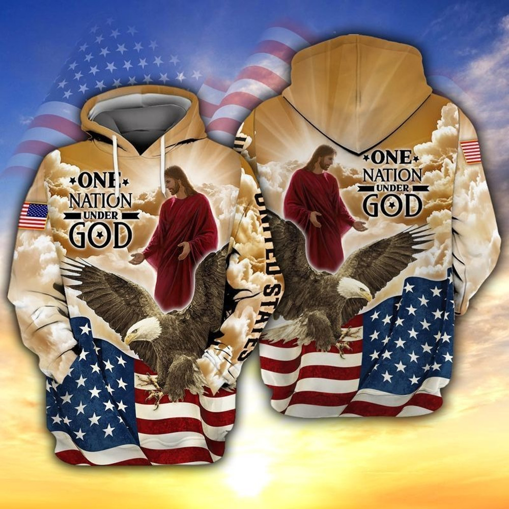 4Th Of July One Nation Under God, All Over Print Hoodie Zip Hoodie Fleece Hoodie 3D, Vikings Tattoo Hoodie 3D KA1335