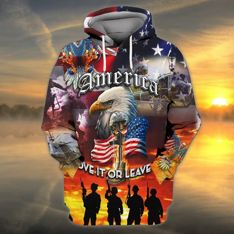 Love Veteran Hoodie, All Over Print Hoodie Zip Hoodie Fleece Hoodie 3D, Vikings Tattoo Hoodie 3D KA1342