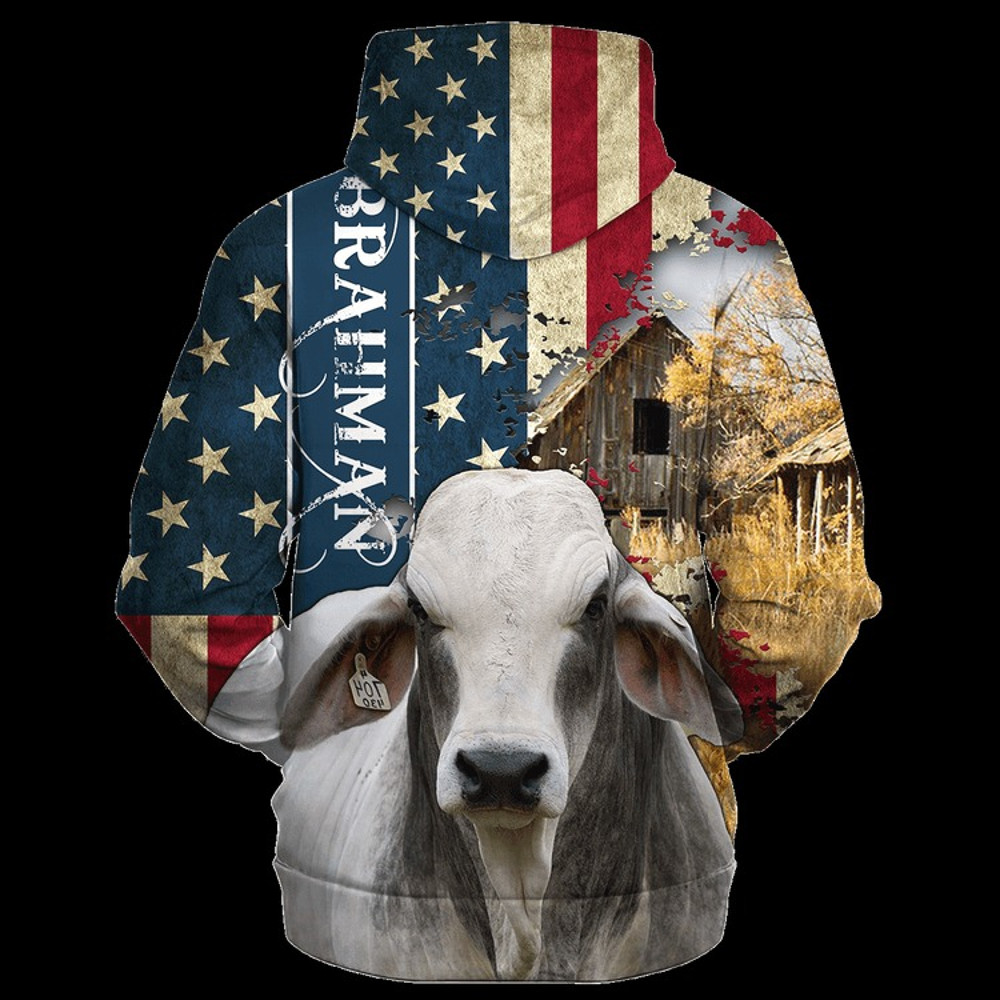 American Brahman Farm With America, All Over Print Hoodie Zip Hoodie Fleece Hoodie 3D, Vikings Tattoo Hoodie 3D KA1343