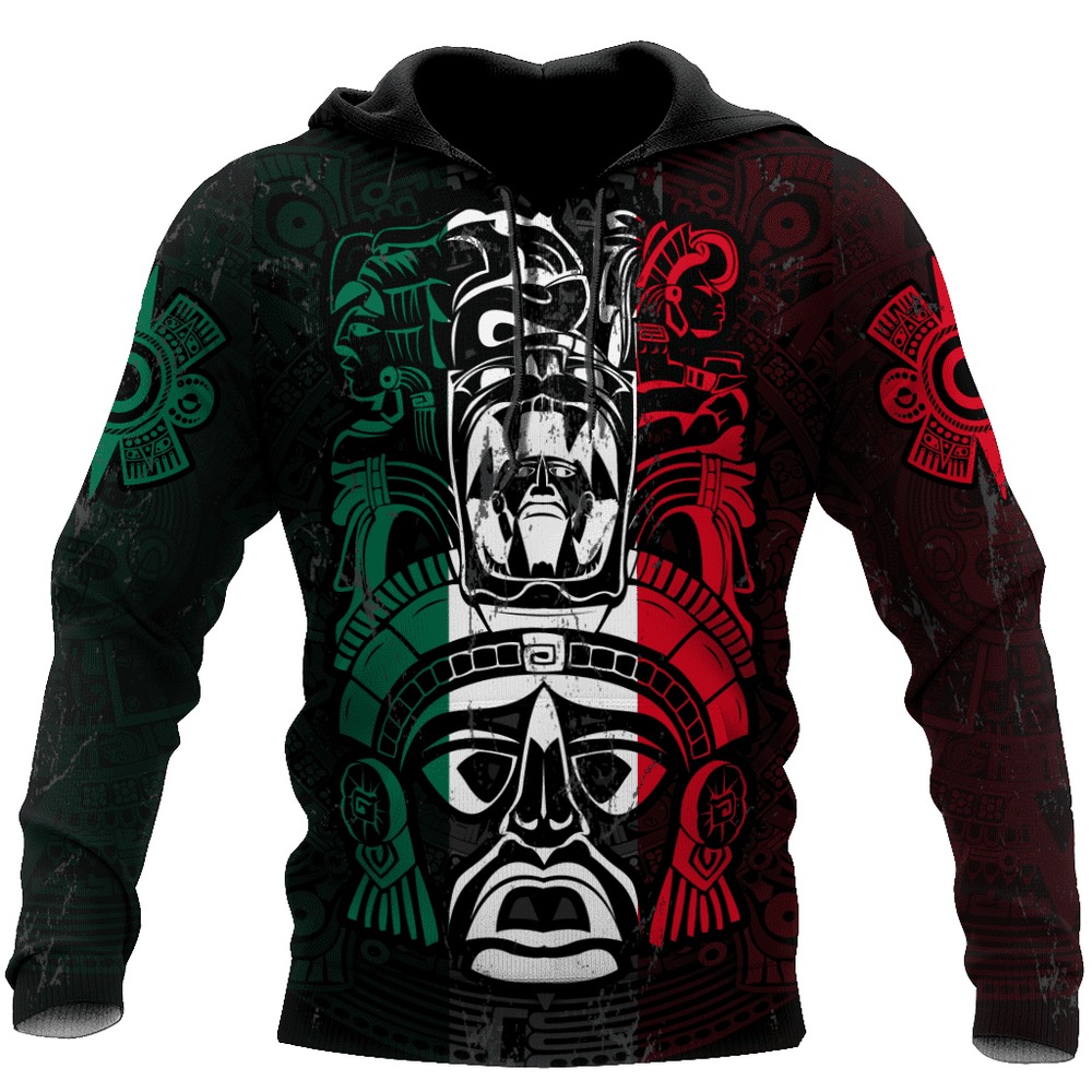 Ancient Aztec Warrior, All Over Print Hoodie Zip Hoodie Fleece Hoodie 3D, Vikings Tattoo Hoodie 3D KA1356