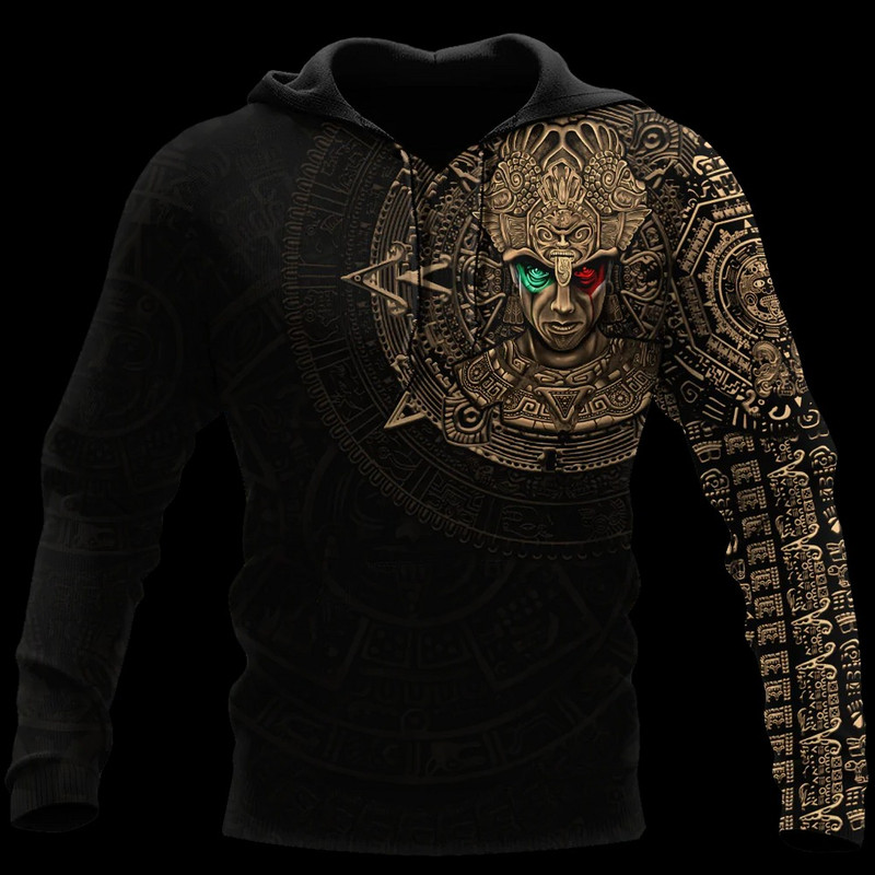 Aztec Mexican Hoodie, All Over Print Hoodie Zip Hoodie Fleece Hoodie 3D, Vikings Tattoo Hoodie 3D KA1367