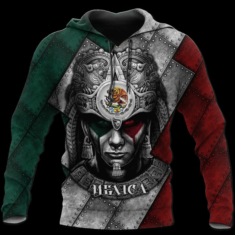 Aztec Warrior Mexico Unisex Hoodies, All Over Print Hoodie Zip Hoodie Fleece Hoodie 3D, Vikings Tattoo Hoodie 3D KA1369