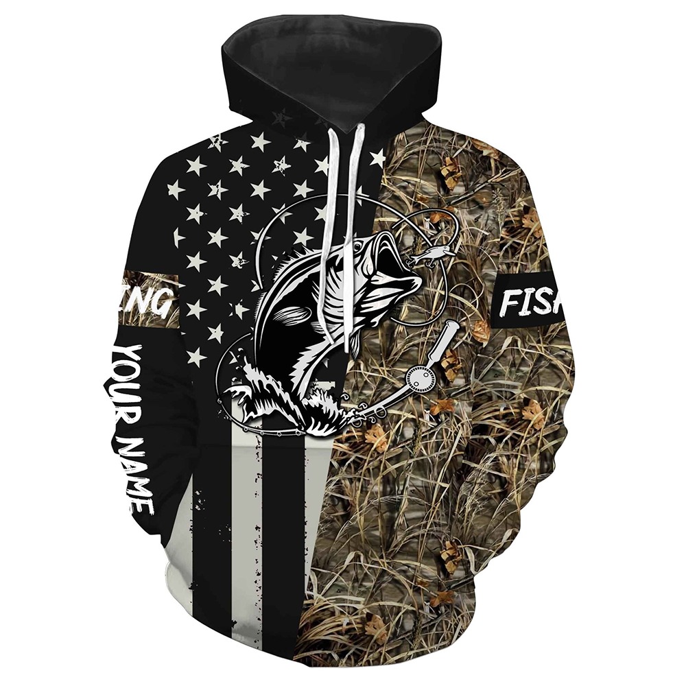 Bass Fishing Us Flag Lake Camo, All Over Print Hoodie Zip Hoodie Fleece Hoodie 3D, Vikings Tattoo Hoodie 3D KA1380