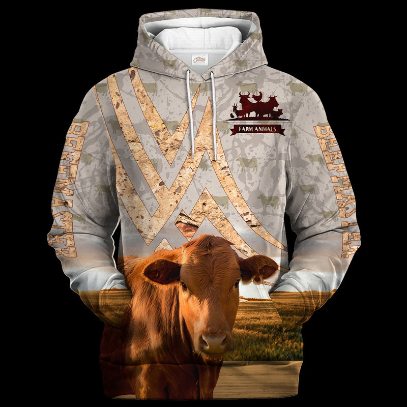 Beefmaster On A Stone Background, All Over Print Hoodie Zip Hoodie Fleece Hoodie 3D, Vikings Tattoo Hoodie 3D KA1392