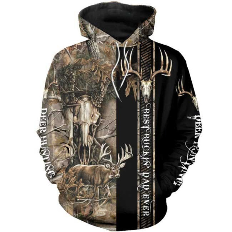 Hoodie Hunting Dad, All Over Print Hoodie Zip Hoodie Fleece Hoodie 3D, Vikings Tattoo Hoodie 3D KA1340